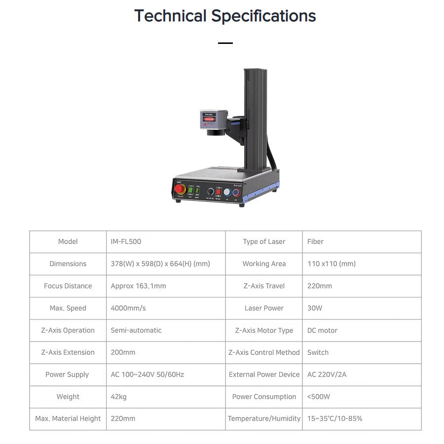 Laser fibra FL500 caratteristiche tecniche